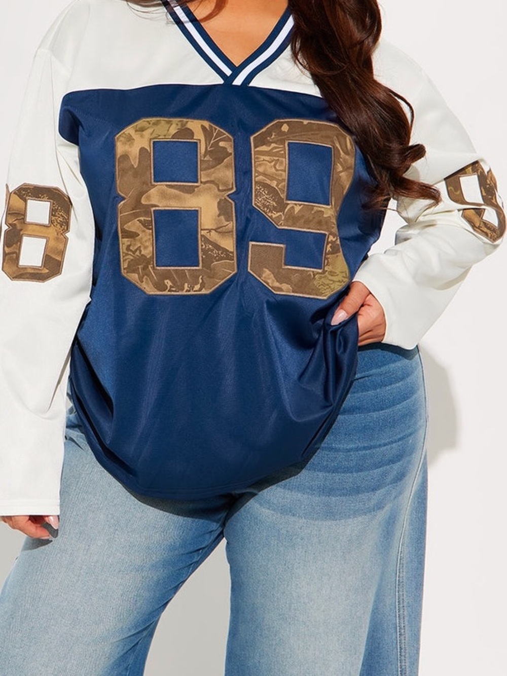 Navy and White Camo 89 Jersey Top